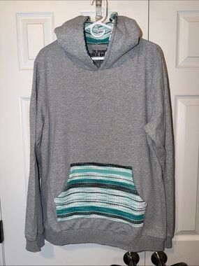 Amazon Men's Gray Hoodie with Teal Striped Pocket